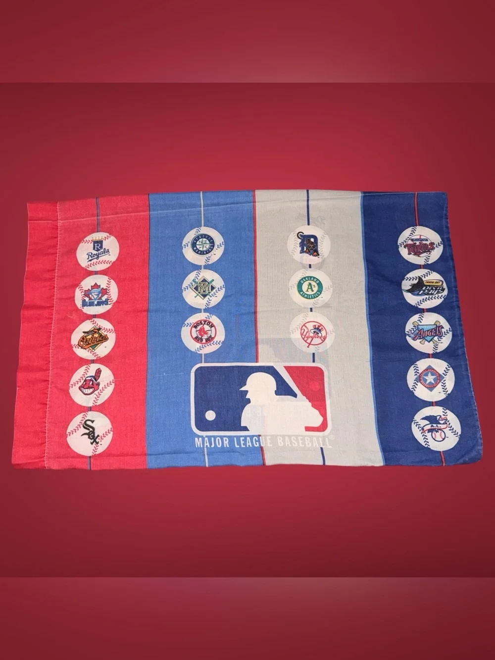 Vintage 1998 MLB Major League Baseball All-Team Logo Pillowcase Made in USA